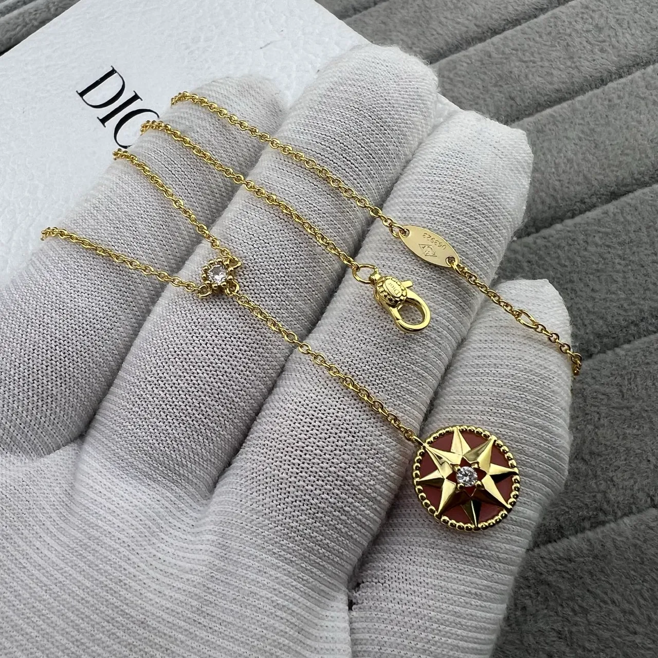 Dior Rose des Vents Enamel Compass Pendant Necklaces 7