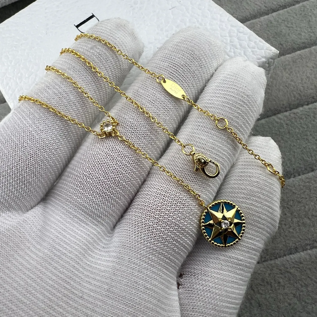 Dior Rose des Vents Enamel Compass Pendant Necklaces 8