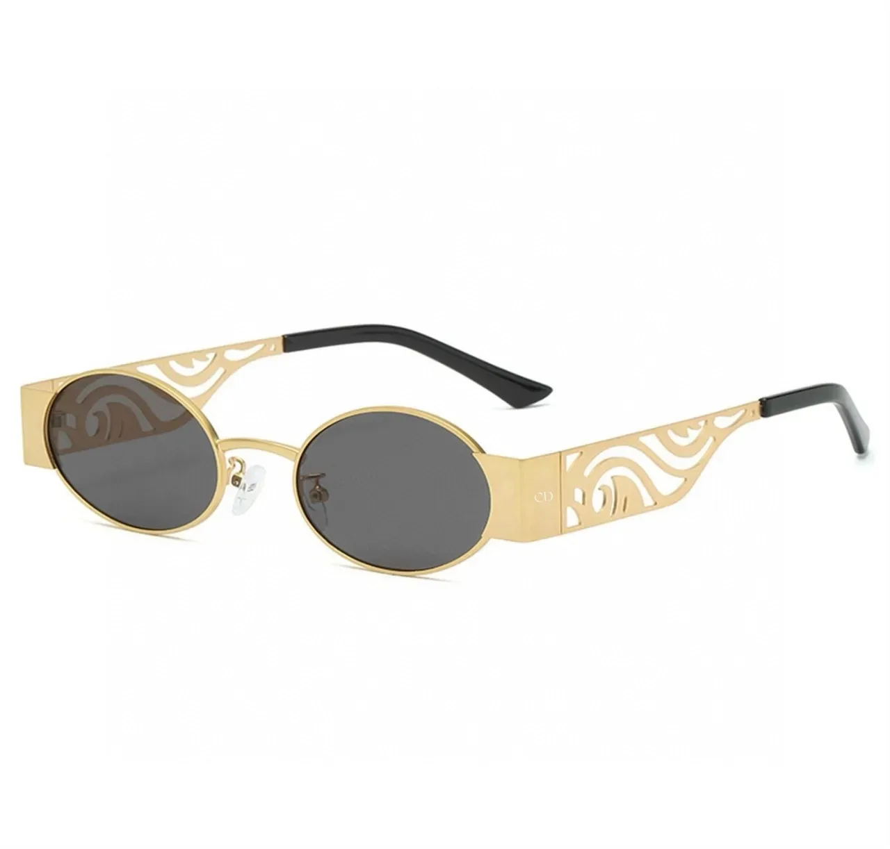 Dior So Real Black Gray Oval Lenses Cutout Wave-Pattern Temples Sunglasses 8