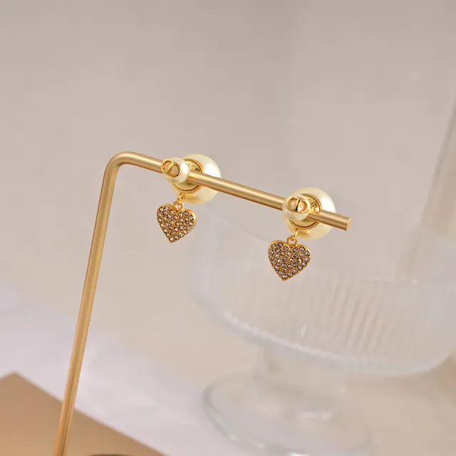Dior Tribales Gold-Tone Pearl and Crystal Heart Earrings 4