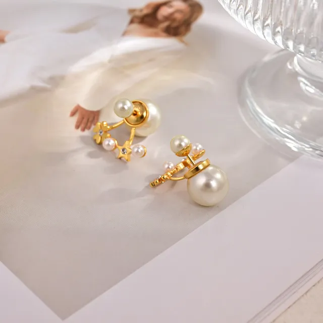 Dior Tribales Boucles d'oreilles doré blanc résine perle florale 2
