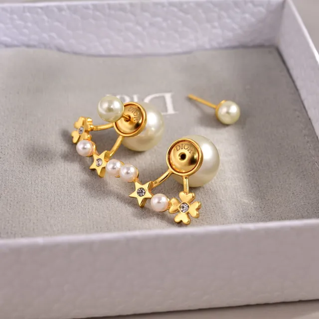 Dior Tribales Boucles d'oreilles doré blanc résine perle florale 5