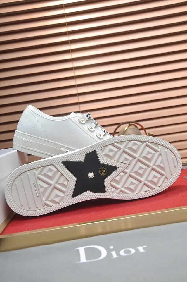 Dior White Gold Canvas Upper Strap Lacing System Lifestyle Sneakers 3