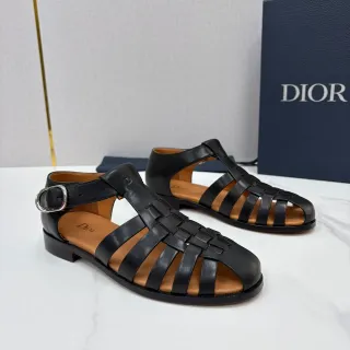 Dior Woven T-Strap Buckle Gladiator Sandals