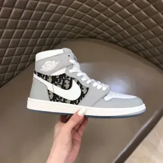 Dior x Air Jordan 1 High Gray Oblique Monogram Lifestyle Sneakers