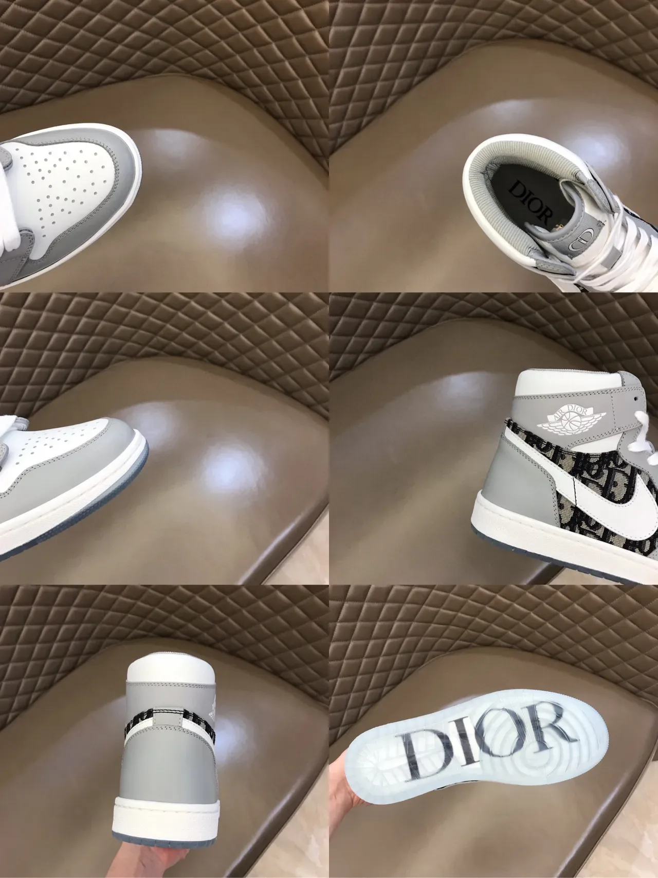 Dior x Air Jordan 1 High Cinza Monograma Oblíquo Tênis Lifestyle 2