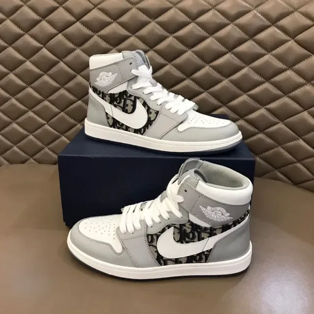 Dior x Air Jordan 1 High Cinza Monograma Oblíquo Tênis Lifestyle 8