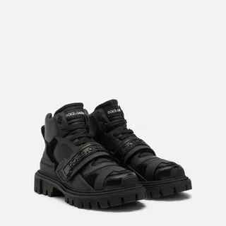 Dolce & Gabbana Black Multi-Strap Lug Sole Work Boots