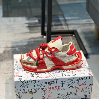 Dolce & Gabbana Track Trainer أحذية رياضية سميكة حمراء وأوف-وايت