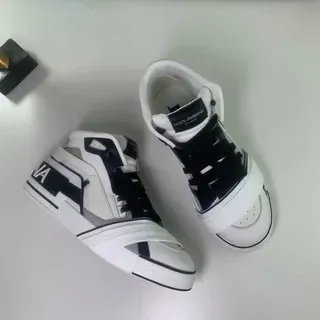 Dolce & Gabbana 白黑高帮带扣装饰运动鞋