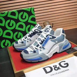 Dolce & Gabbana سول أبيض أزرق وسط طبقات حذاء رياضي سميك