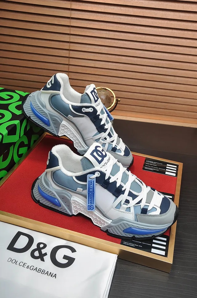 Dolce & Gabbana Semelle Blanche Bleue Semelle Intermédiaire Stratifiée Baskets Chunky 6