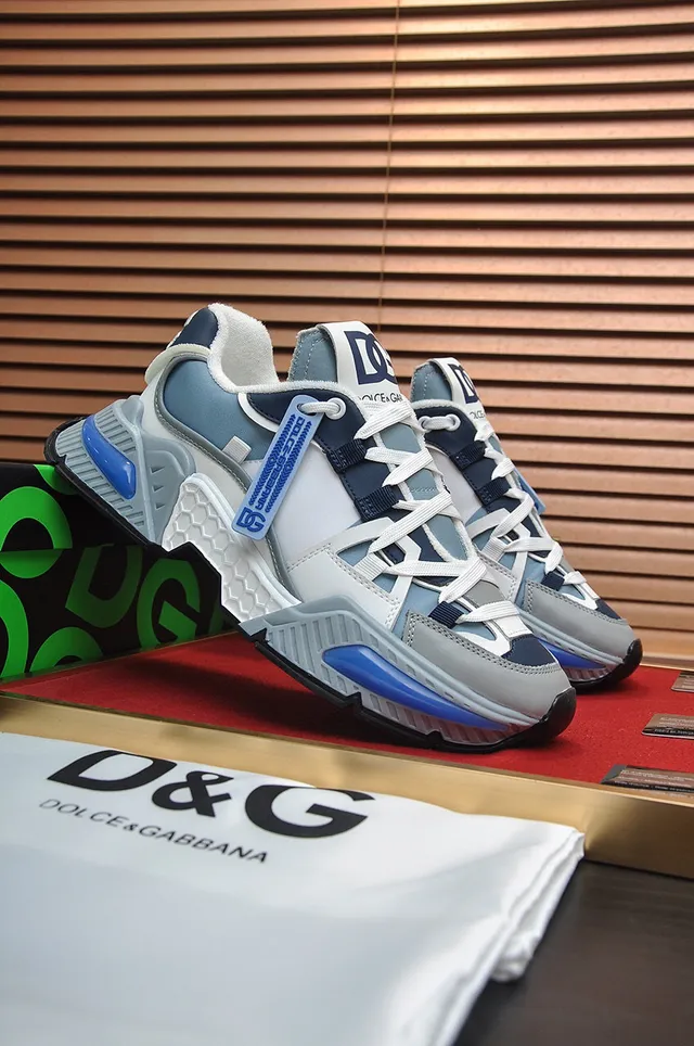 Dolce & Gabbana Semelle Blanche Bleue Semelle Intermédiaire Stratifiée Baskets Chunky 7