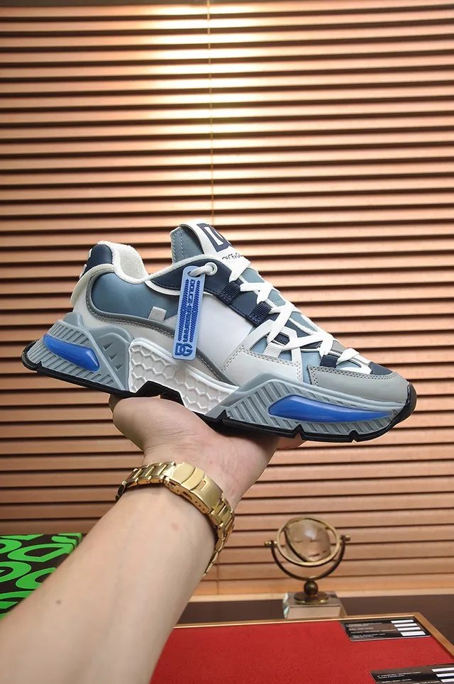 Dolce & Gabbana Semelle Blanche Bleue Semelle Intermédiaire Stratifiée Baskets Chunky 9
