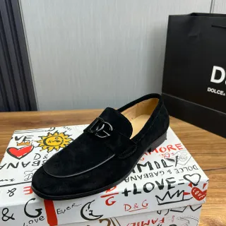 Dolce & Gabbana 黑色麂皮鞋面 DG Monogram Buckle Loafer