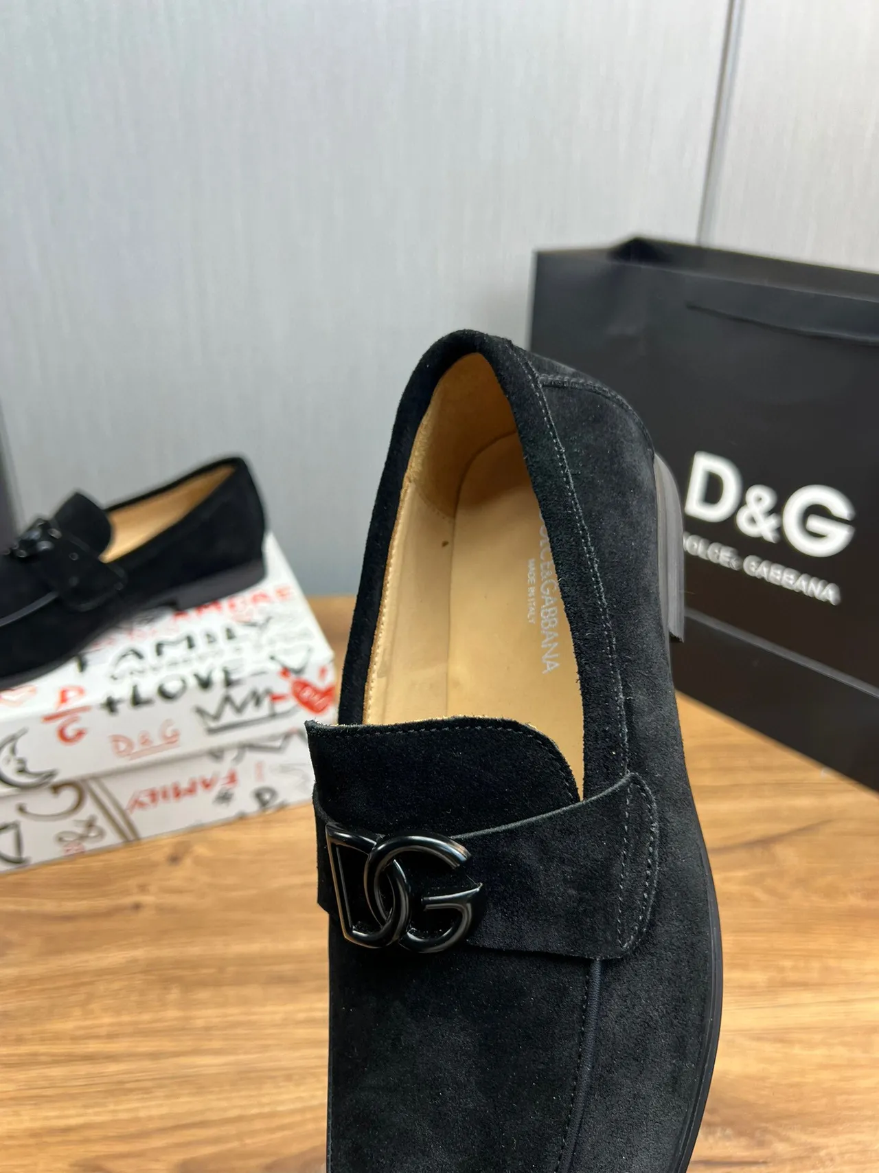 Dolce & Gabbana Black Suede Upper DG Monogram Buckle Loafer 5