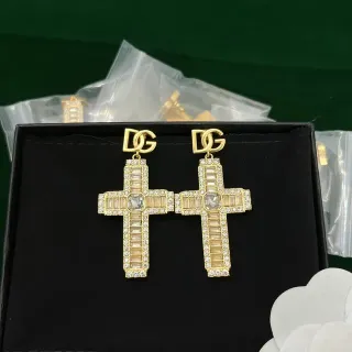 Dolce & Gabbana Cross Pavé Crystal Gold-Tone Earrings