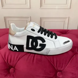Dolce & Gabbana DG Logo Sneaker White Black Gold Lifestyle Sneakers