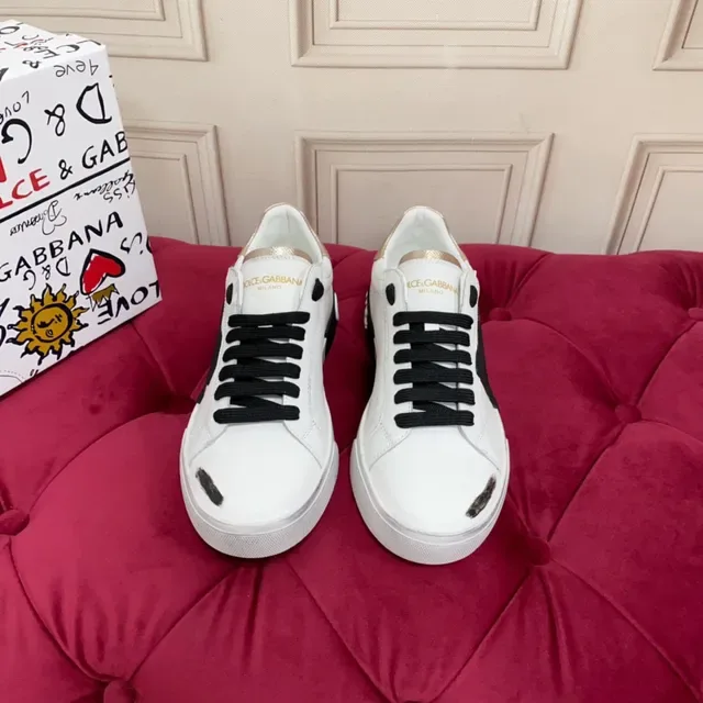 Dolce & Gabbana DG Logo Sneaker White Black Gold Lifestyle Sneakers 8