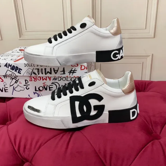 Dolce & Gabbana DG Logo Sneaker White Black Gold Lifestyle Sneakers 9