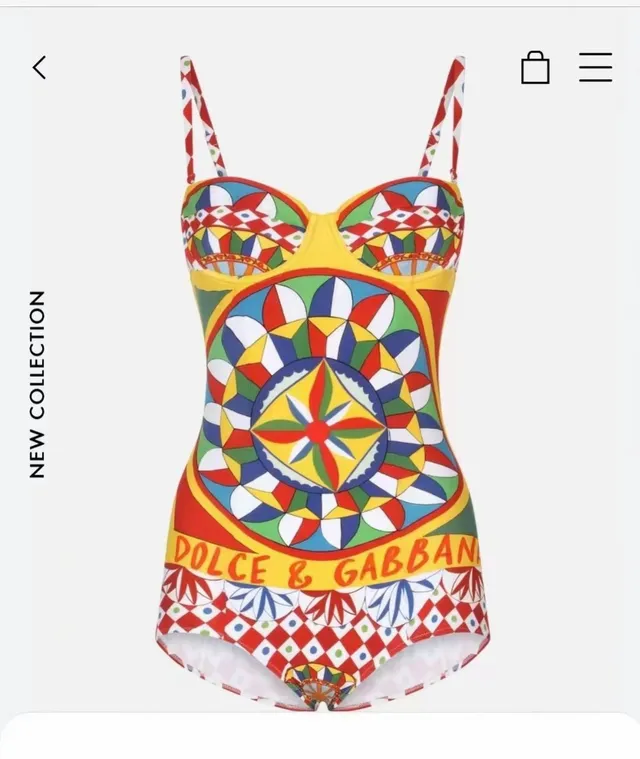 Dolce & Gabbana Multicolor Geométrico Kaleidoscópico Impressão Com aro Busto Traje de banho 9