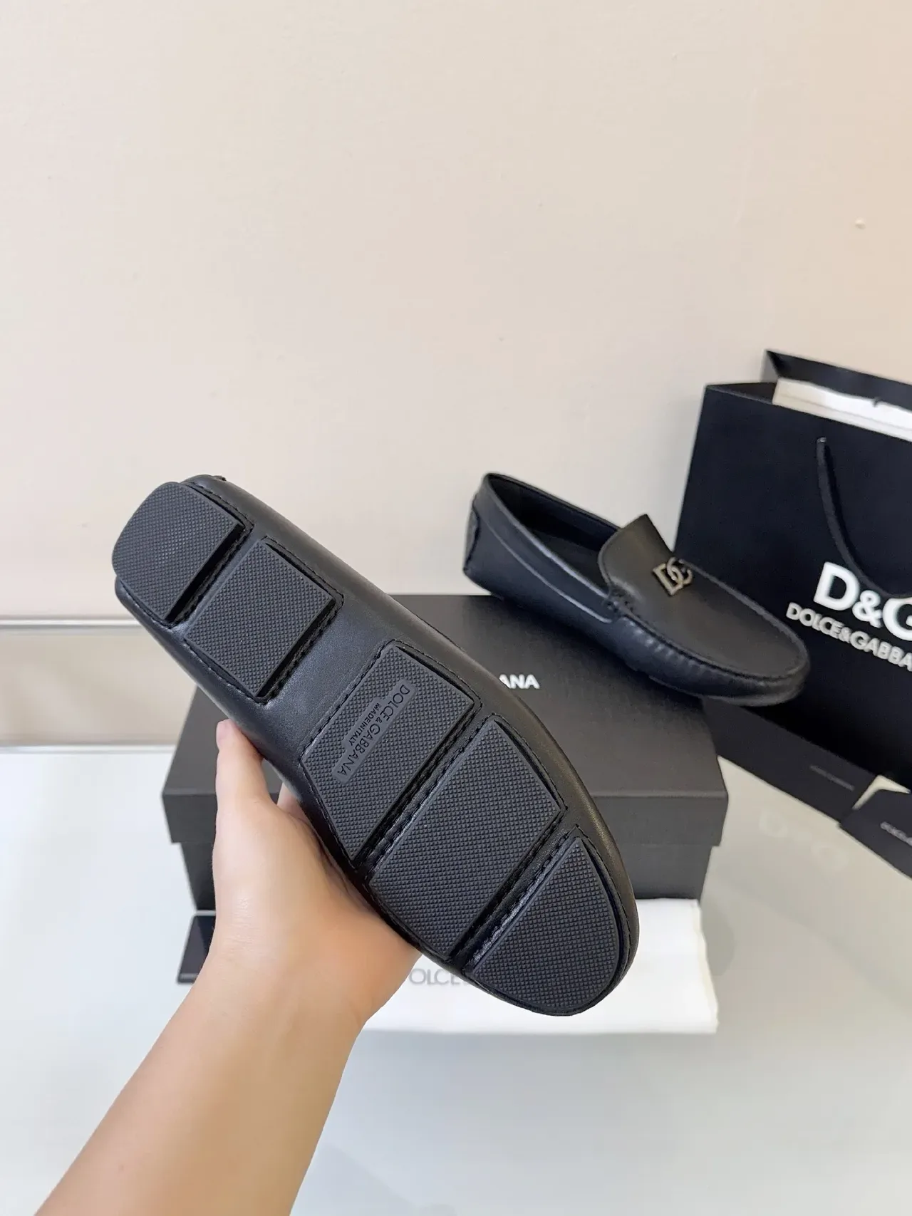 Mocassins Dolce & Gabbana Portofino Cuir Noir DG Logo 5