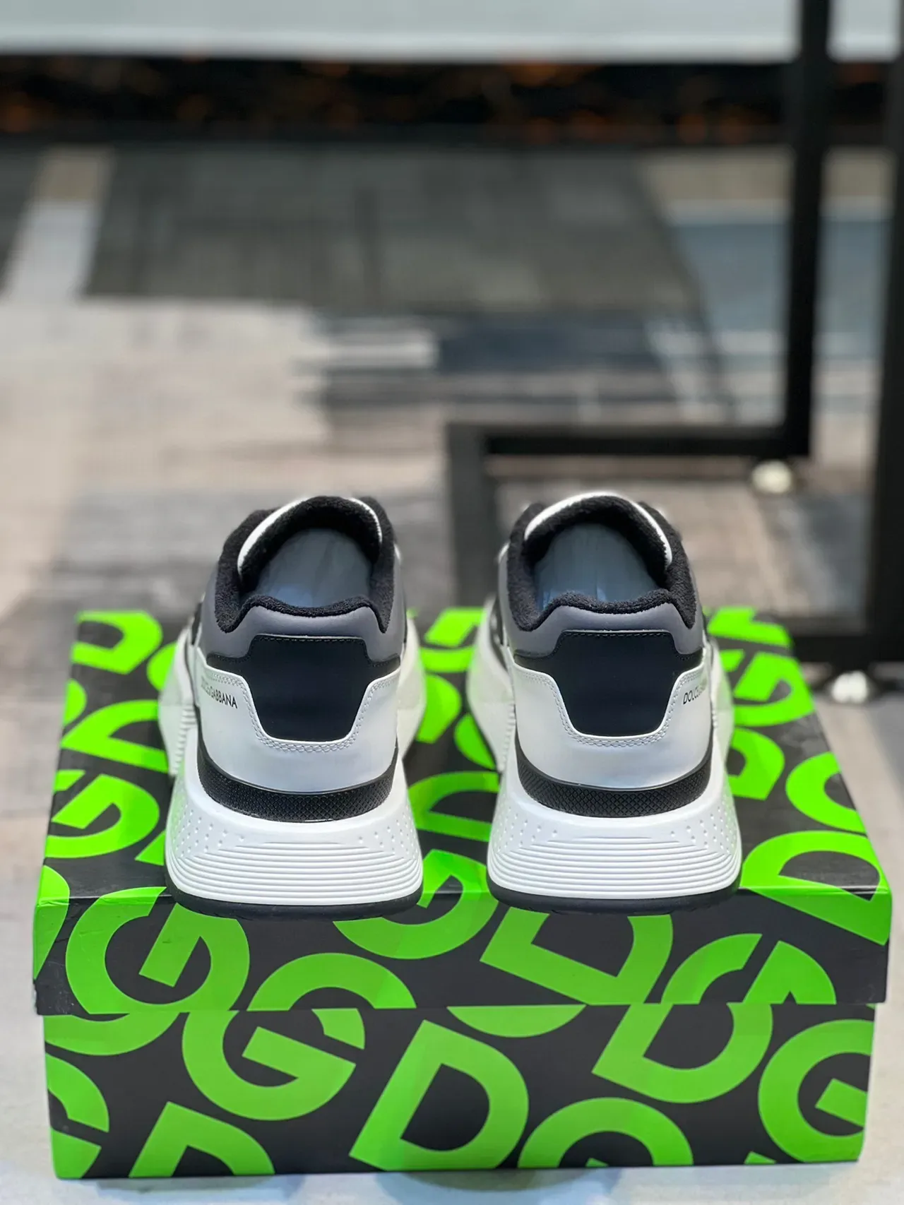 Dolce & Gabbana White Green Multi-Strap Overlay Platform Sole Chunky Sneakers 3