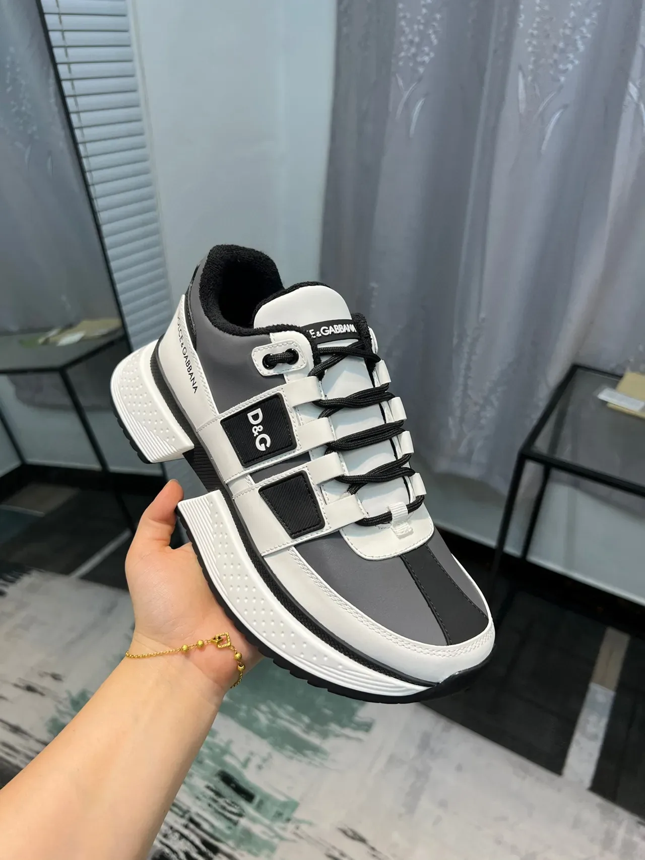 Dolce & Gabbana White Green Multi-Strap Overlay Platform Sole Chunky Sneakers 6