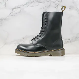 Dr. Martens 1460 Black Smooth Leather Yellow Stitch Martin Boots