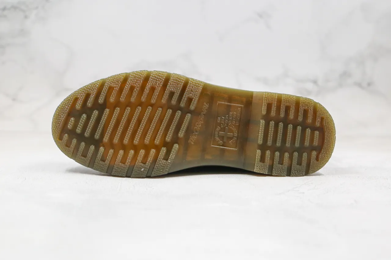 Dr. Martens 1460 Black Smooth Leather Yellow Stitch Martin Boots 6