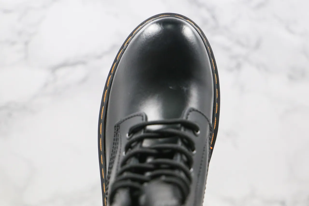 Dr. Martens 1460 Black Smooth Leather Yellow Stitch Martin Boots 7