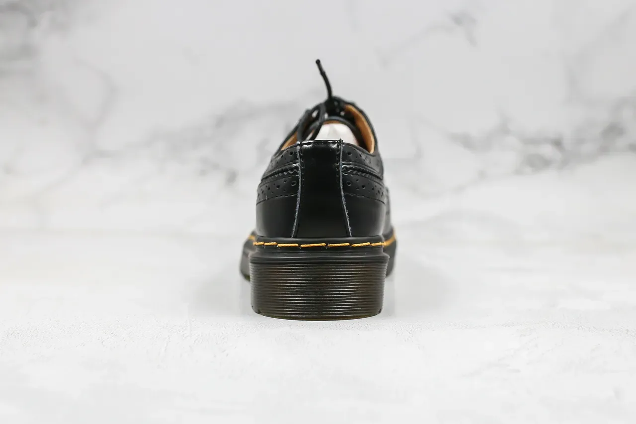 Dr. Martens 1461 Brogue Cuir Noir Couture Jaune 10