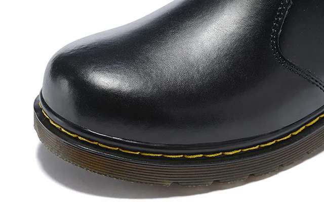 Dr. Martens Black Yellow Smooth Leather Elastic Side Gussets Chelsea Boots 5