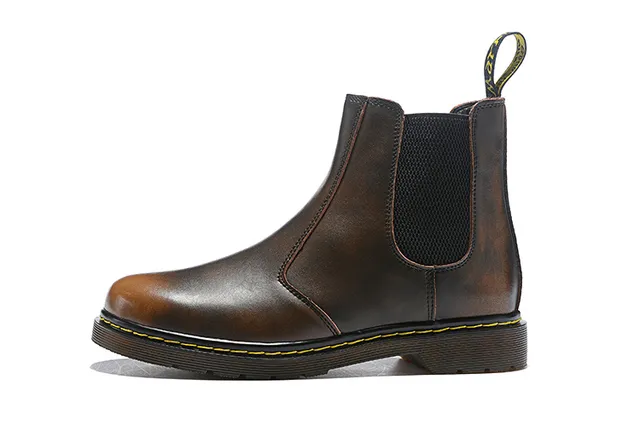 Dr. Martens Black Yellow Smooth Leather Elastic Side Gussets Chelsea Boots 9
