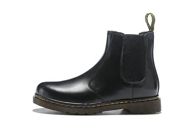 Dr. Martens Black Yellow Smooth Leather Elastic Side Gussets Chelsea Boots 13