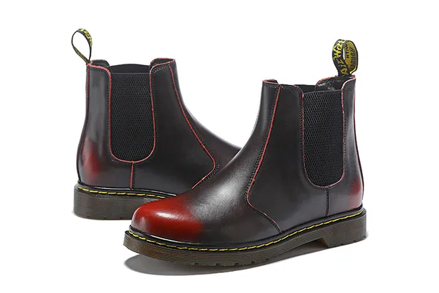 Dr. Martens Black Yellow Smooth Leather Elastic Side Gussets Chelsea Boots 16