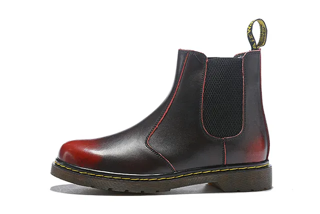 Dr. Martens Black Yellow Smooth Leather Elastic Side Gussets Chelsea Boots 17