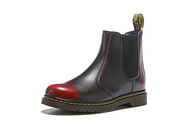 Dr. Martens Black Yellow Smooth Leather Elastic Side Gussets Chelsea Boots 18