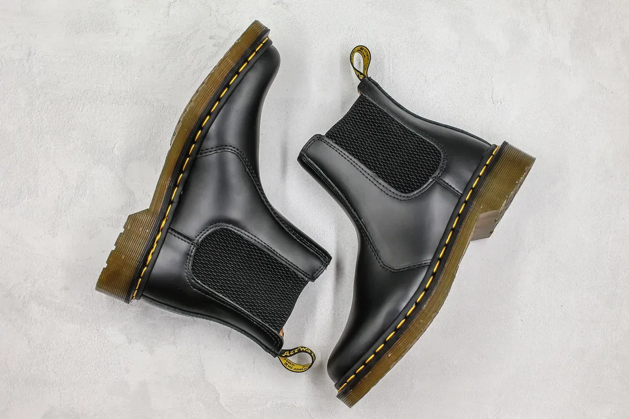 Dr. Martens Black Yellow Smooth Leather Elastic Side Gussets Chelsea Boots 3