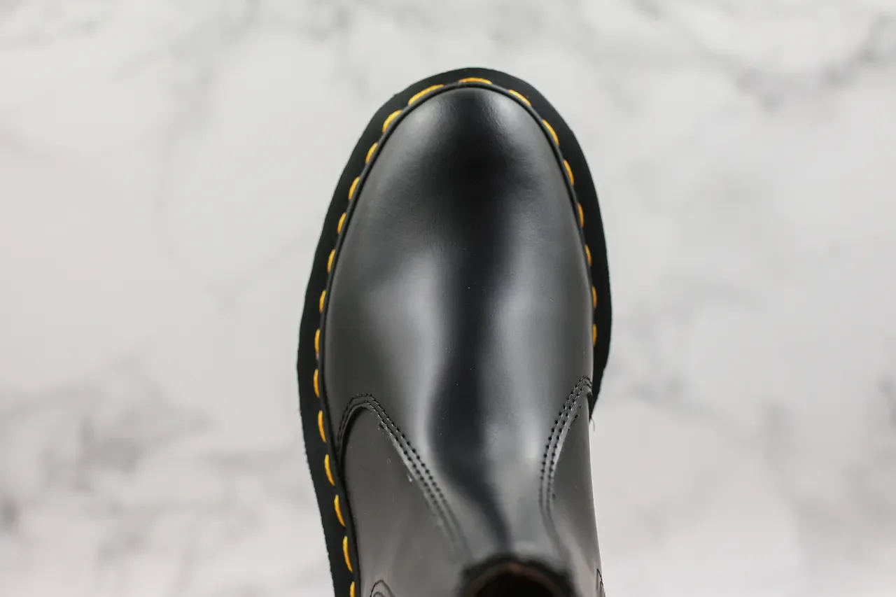Dr. Martens Black Yellow Smooth Leather Elastic Side Gussets Chelsea Boots 7