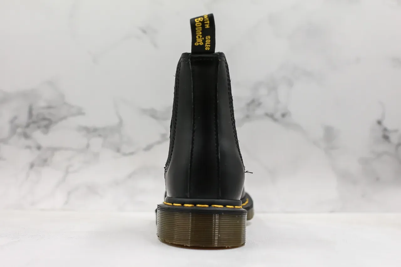 Dr. Martens Black Yellow Smooth Leather Elastic Side Gussets Chelsea Boots 10