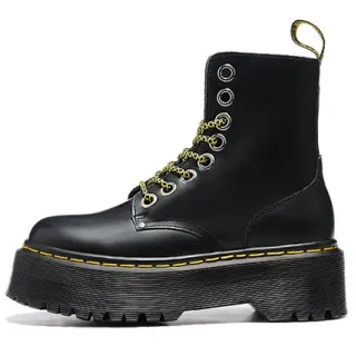 Dr. Martens Jadon Negro Amarillo Suela de Plataforma 8 Ojales Cordones Botas Martin