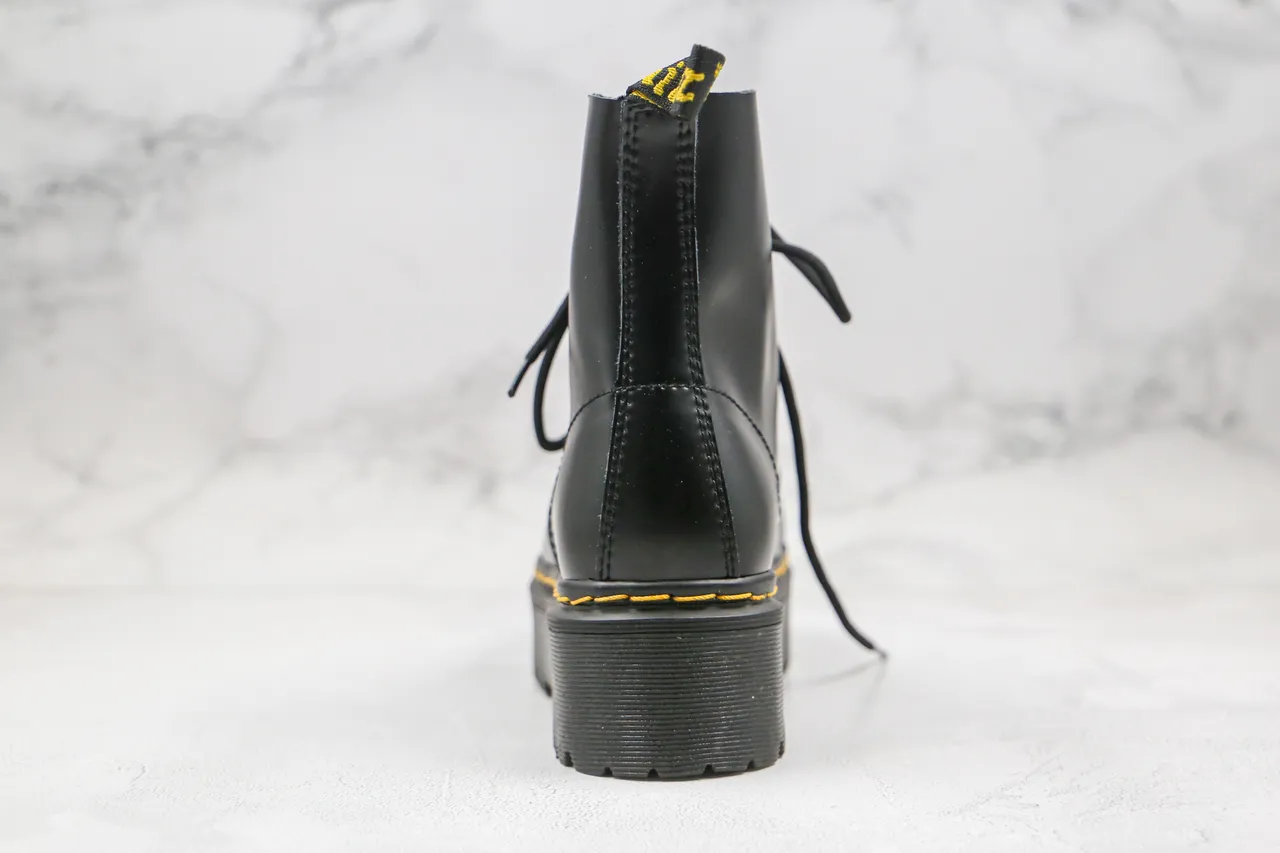 Dr. Martens Jadon Botas Martin Negro Amarillo Suela Plataforma Punta Cuadrada 3