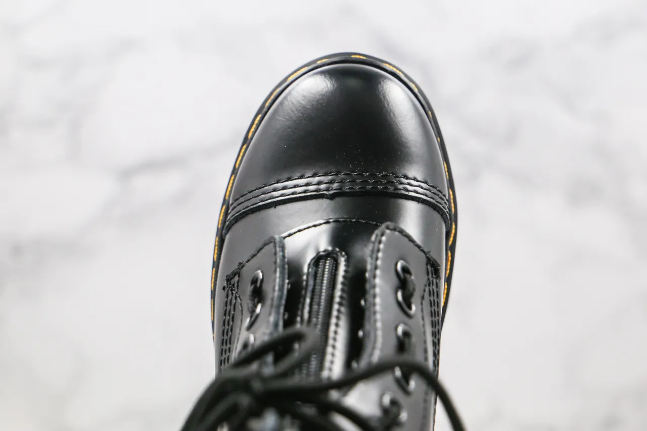 Dr. Martens Jadon Botas Martin Negro Amarillo Suela Plataforma Punta Cuadrada 4