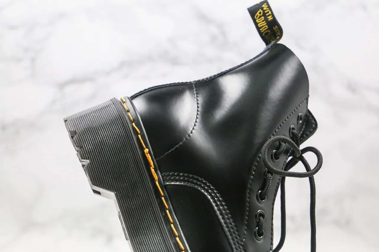 Dr. Martens Jadon Botas Martin Negro Amarillo Suela Plataforma Punta Cuadrada 6