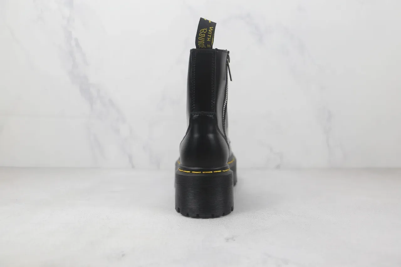 Dr. Martens Jadon Black Yellow Platform Sole Smooth Leather Martin Boots 9