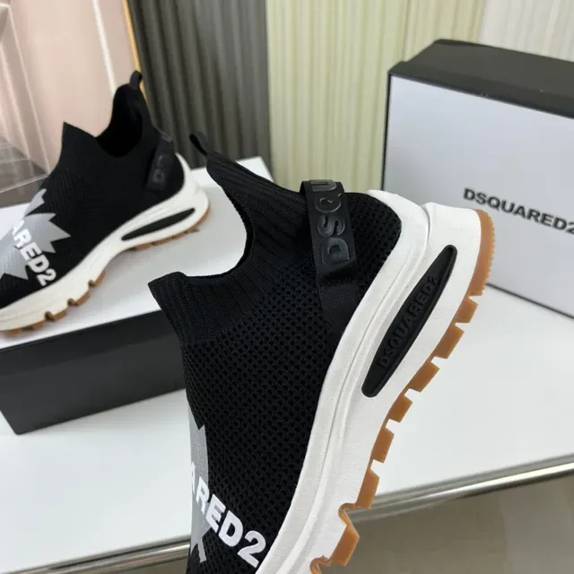 Dsquared2 Black White Knit Sock-Fit Upper Laceless Slip-On Lifestyle Sneakers 3