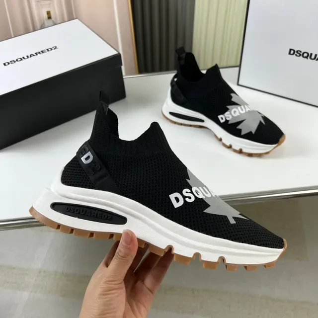 Dsquared2 Black White Knit Sock-Fit Upper Laceless Slip-On Lifestyle Sneakers 4