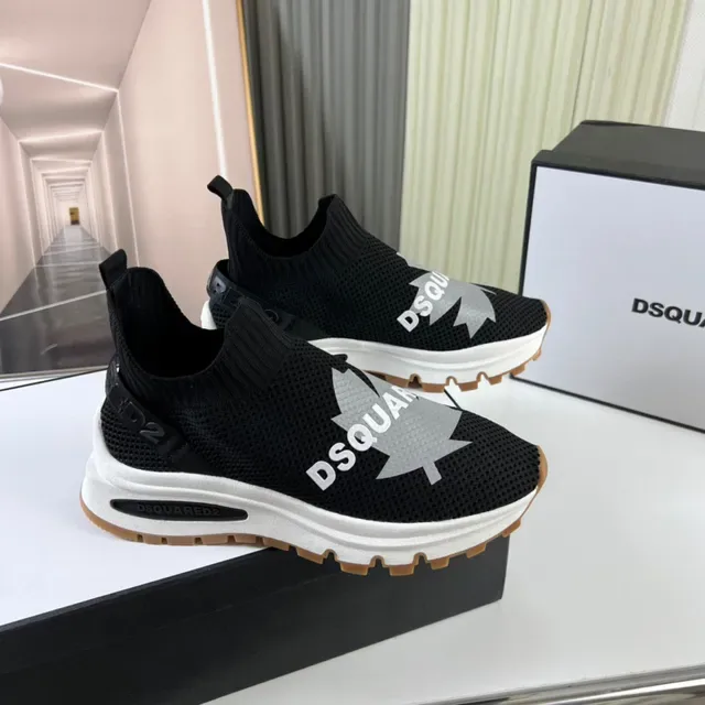 Dsquared2 Black White Knit Sock-Fit Upper Laceless Slip-On Lifestyle Sneakers 7