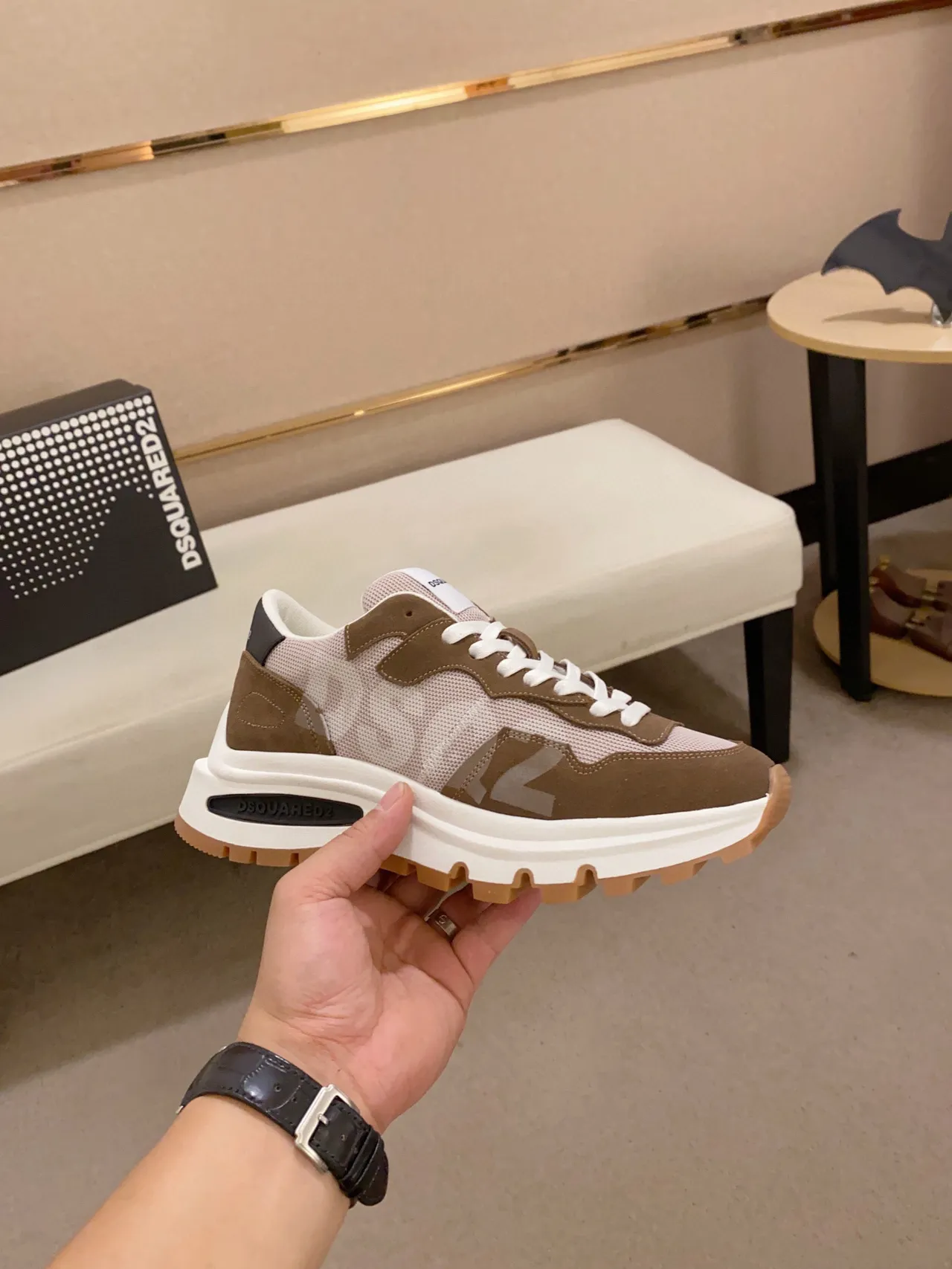 Dsquared2 ICON Beige Brown Mesh and Suede Lifestyle Sneakers 7